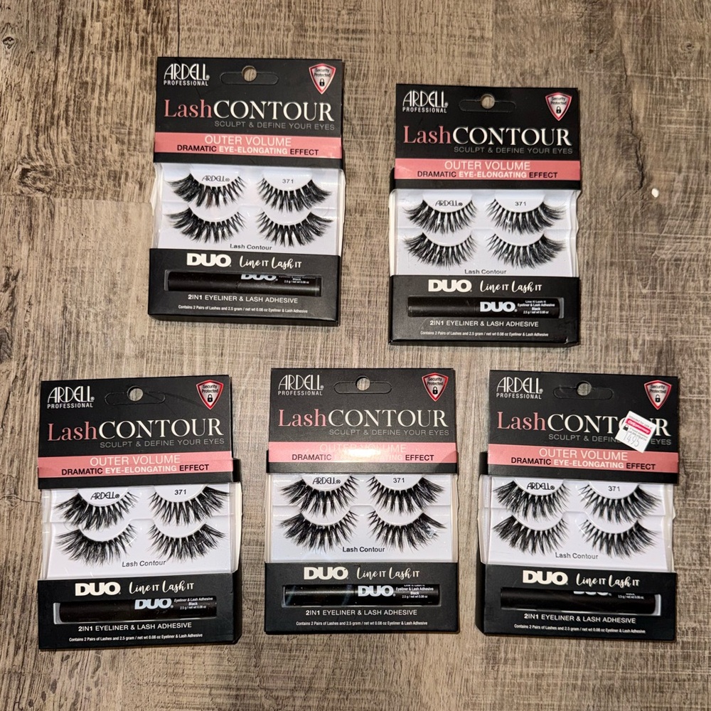 Ardell Lash Contour Duo #371 w/ 2 in 1 Eyeliner & Lash Adhesive (5 pack bundle)